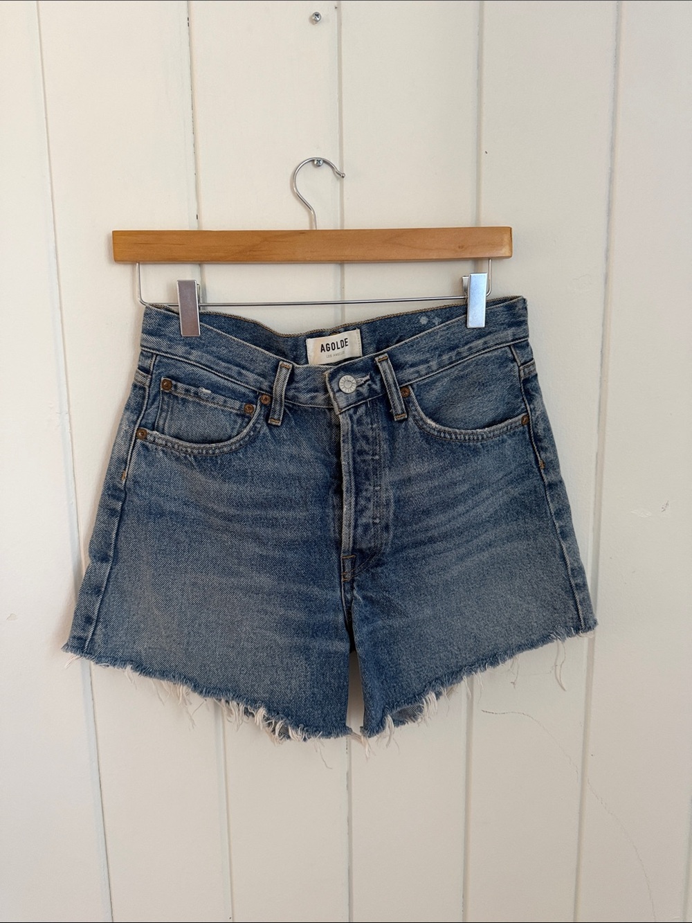 Agolde Raw Hem Denim Shorts